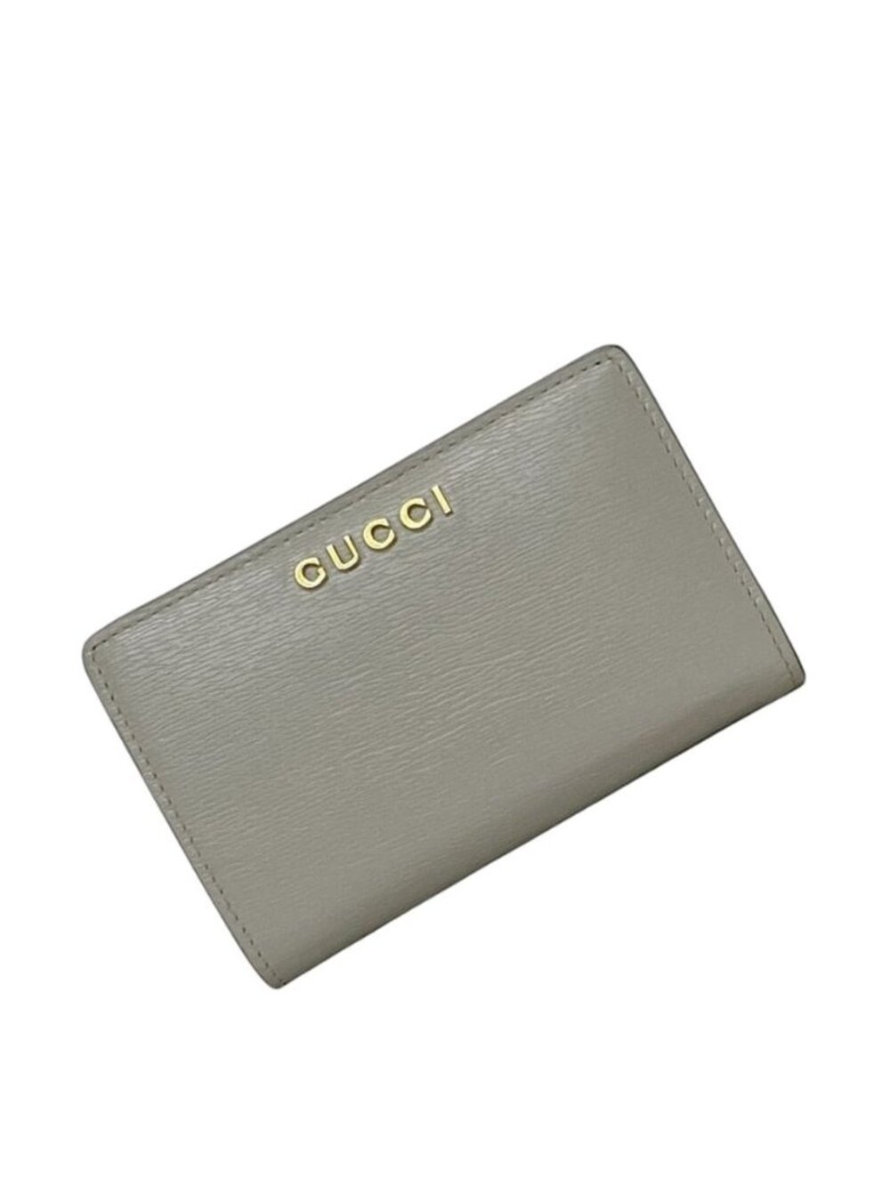 Gucci Bifold Wallet Gray L-Shaped Zipper Leather One Point Logo Simple